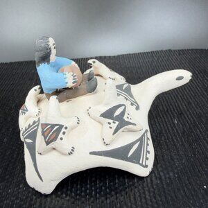 1992 Acoma Pottery Hand Made Signed Norma Jean Turtle Storyteller New Mexico VTG